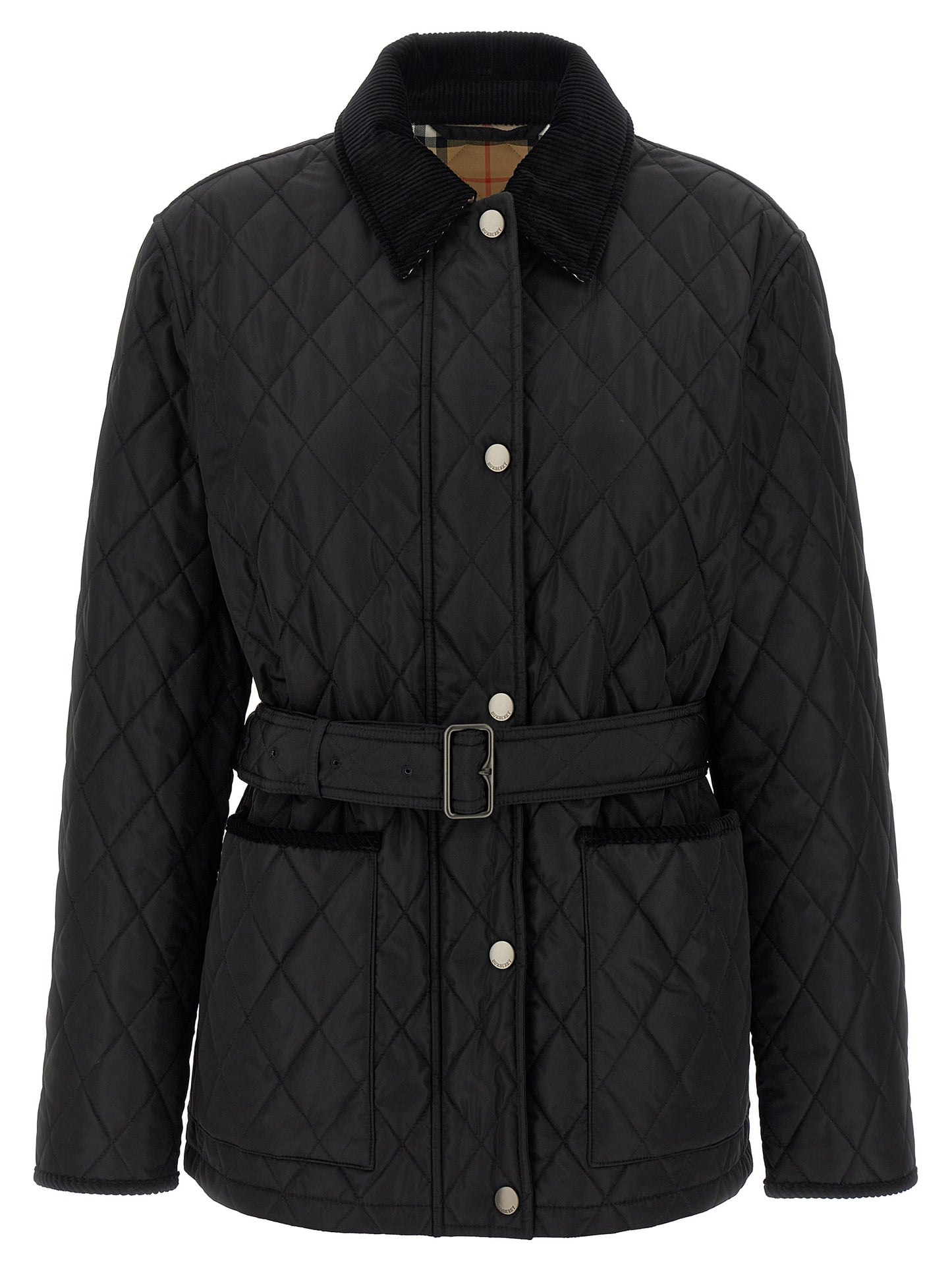 Veste longue en polyamide noir Burberry