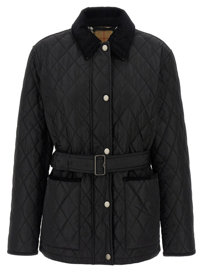 Veste longue en polyamide noir Burberry