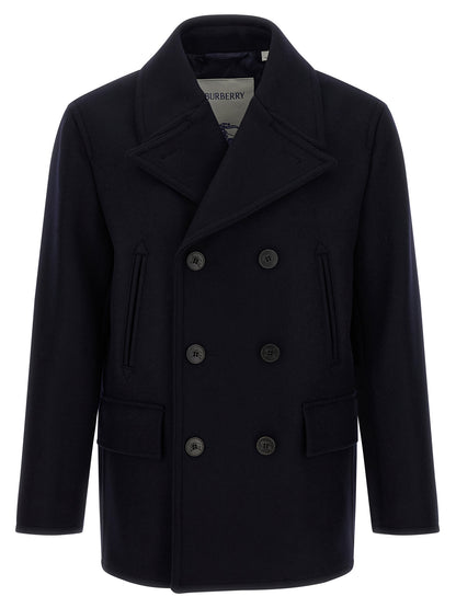 Burberry Shelborne Classic Fit Blue Wool Coat