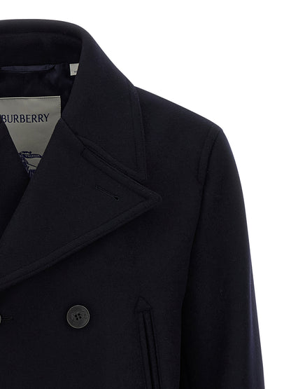 Burberry Shelborne Classic Fit Blue Wool Coat