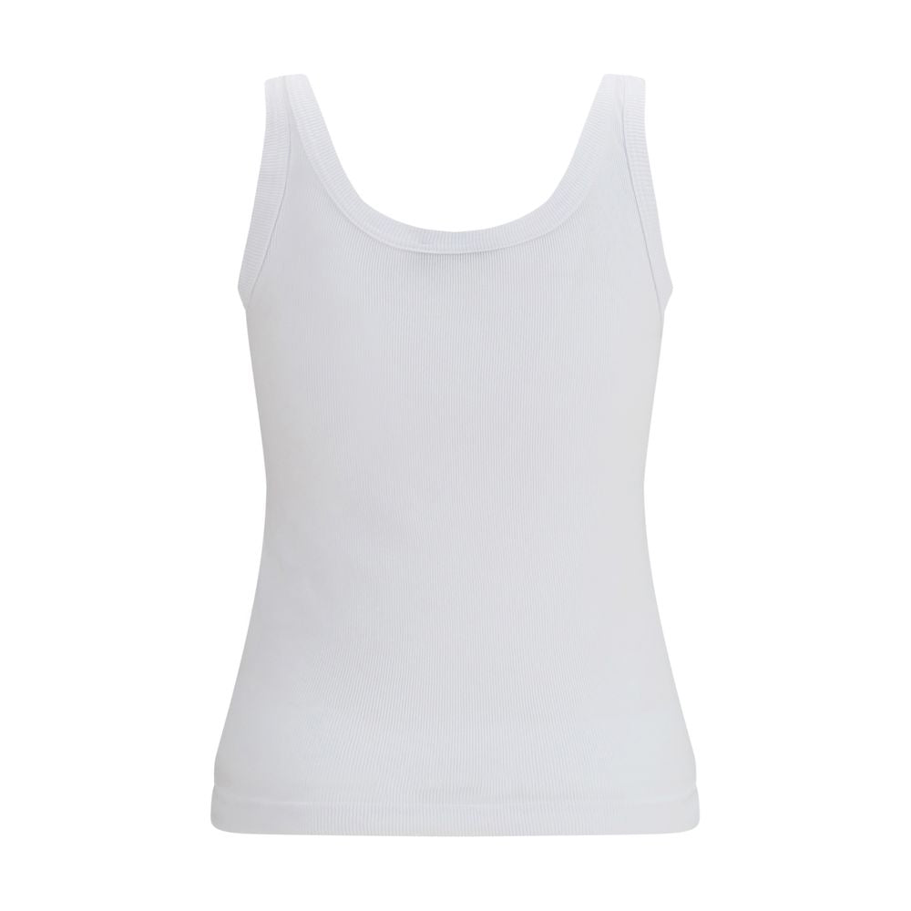 Camiseta Sin Mangas De Algodón Blanco Corte Entallado Dolce & Gabbana