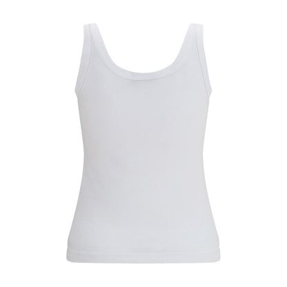 Camiseta Sin Mangas De Algodón Blanco Corte Entallado Dolce & Gabbana