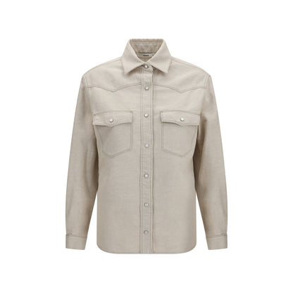 Fendi Beige Denim Selleria Collection Western Shirt With Organic Cotton