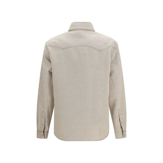 Camisa Vaquera Fendi En Denim Beige Colección Selleria Con Algodón Orgánico