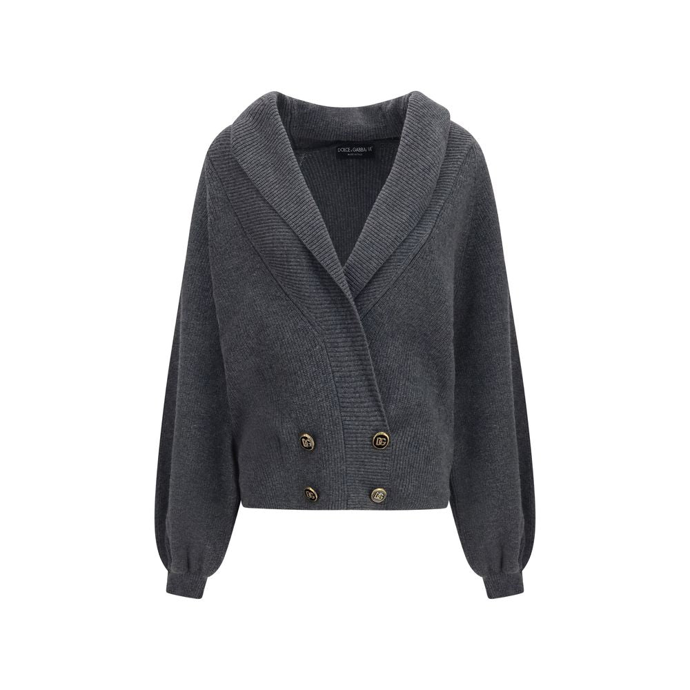 Grey Wool Cardigan Oves Aries Dolce & Gabbana