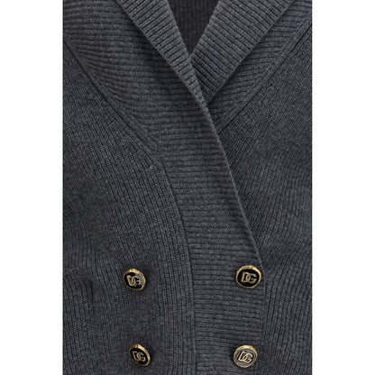 Grey Wool Cardigan Oves Aries Dolce & Gabbana