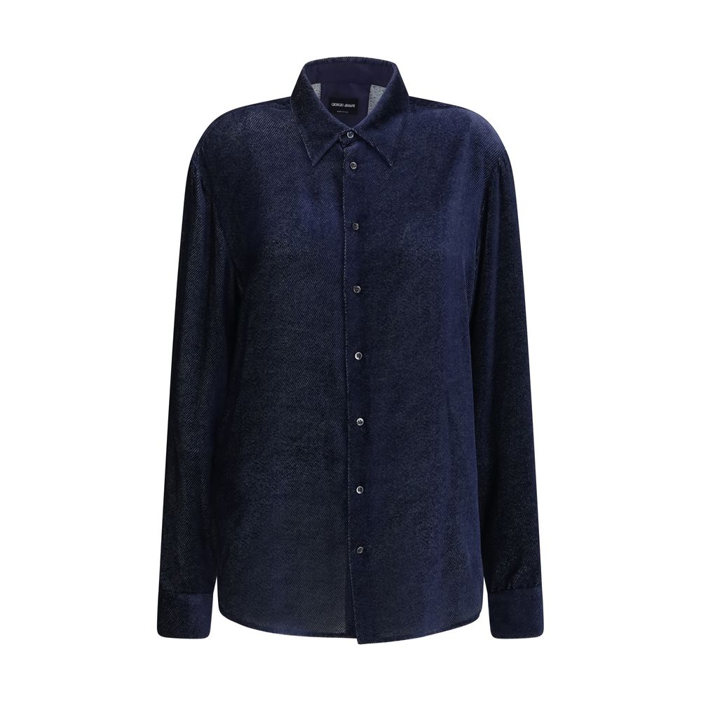 Giorgio Armani Refined Look Blue Silk Dress Shirt
