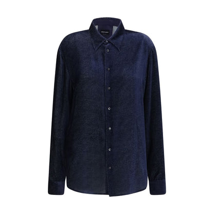 Giorgio Armani Refined Look Blue Silk Dress Shirt