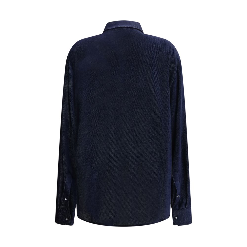 Giorgio Armani Refined Look Blue Silk Dress Shirt