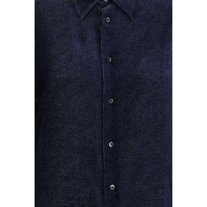 Giorgio Armani Refined Look Blue Silk Dress Shirt