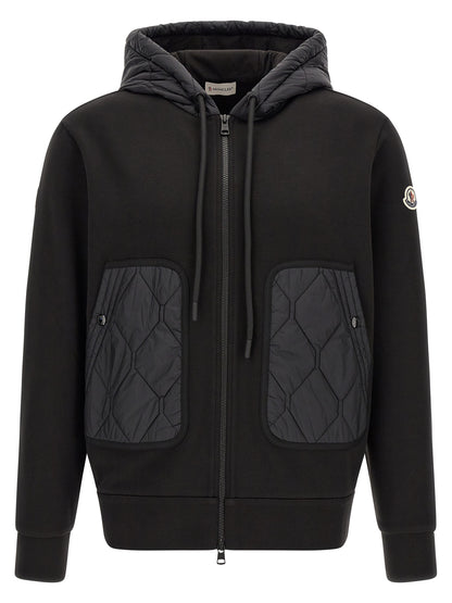 Moncler Cárdigan Negro - Construcción Técnica De Poliamida
