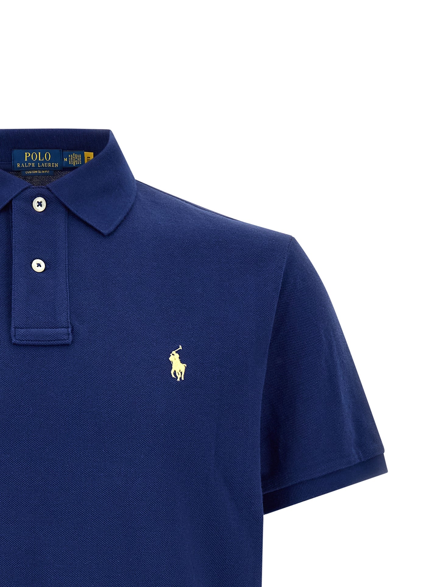 Camisa Polo De Algodón Azul Ralph Lauren Clásica