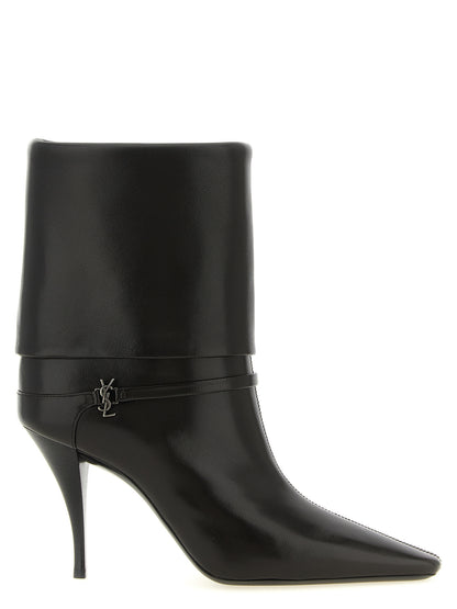 Bottes courtes Saint Laurent en cuir d'agneau marron Modèle Niki