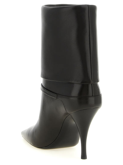 Bottes courtes Saint Laurent en cuir d'agneau marron Modèle Niki