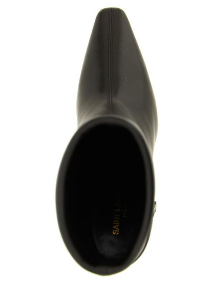 Bottes courtes Saint Laurent en cuir d'agneau marron Modèle Niki