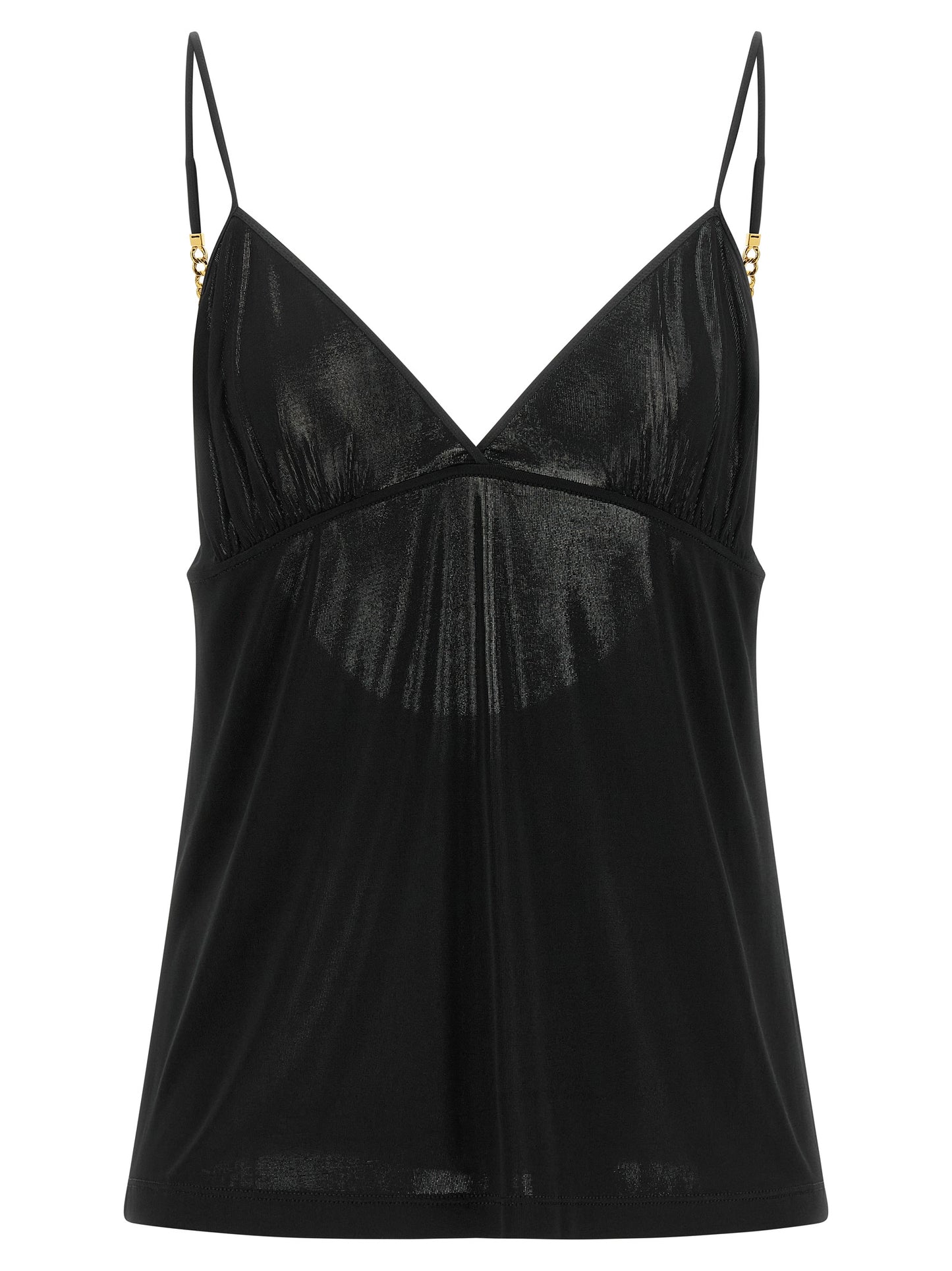 Camiseta De Tirantes En Viscosa Negra De Saint Laurent