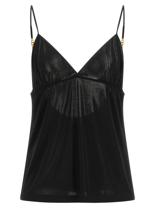 Camiseta De Tirantes En Viscosa Negra De Saint Laurent