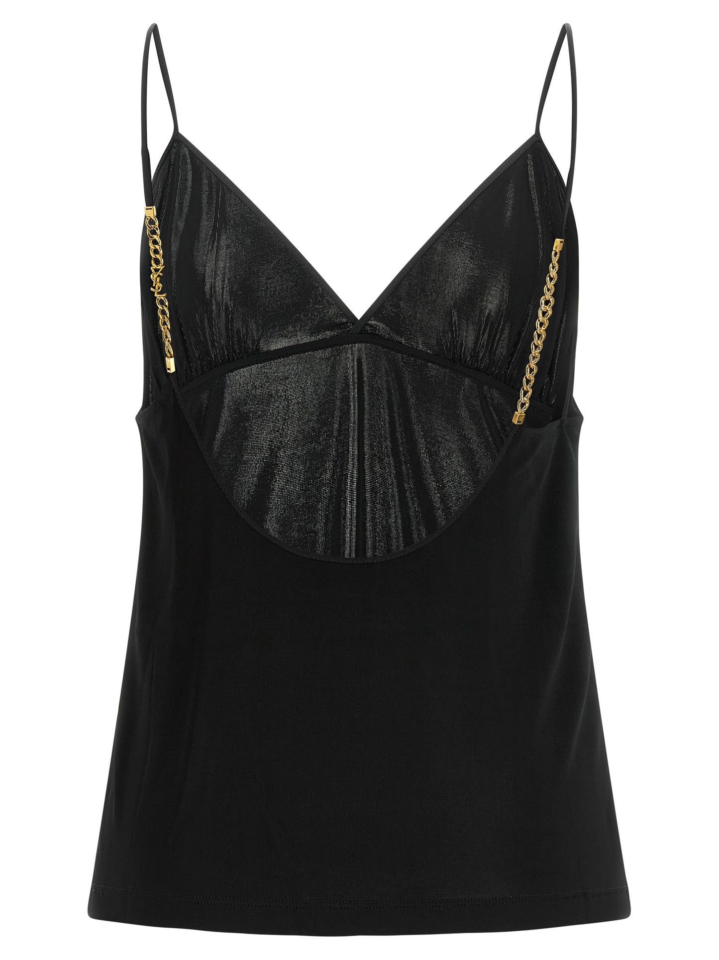 Camiseta De Tirantes En Viscosa Negra De Saint Laurent