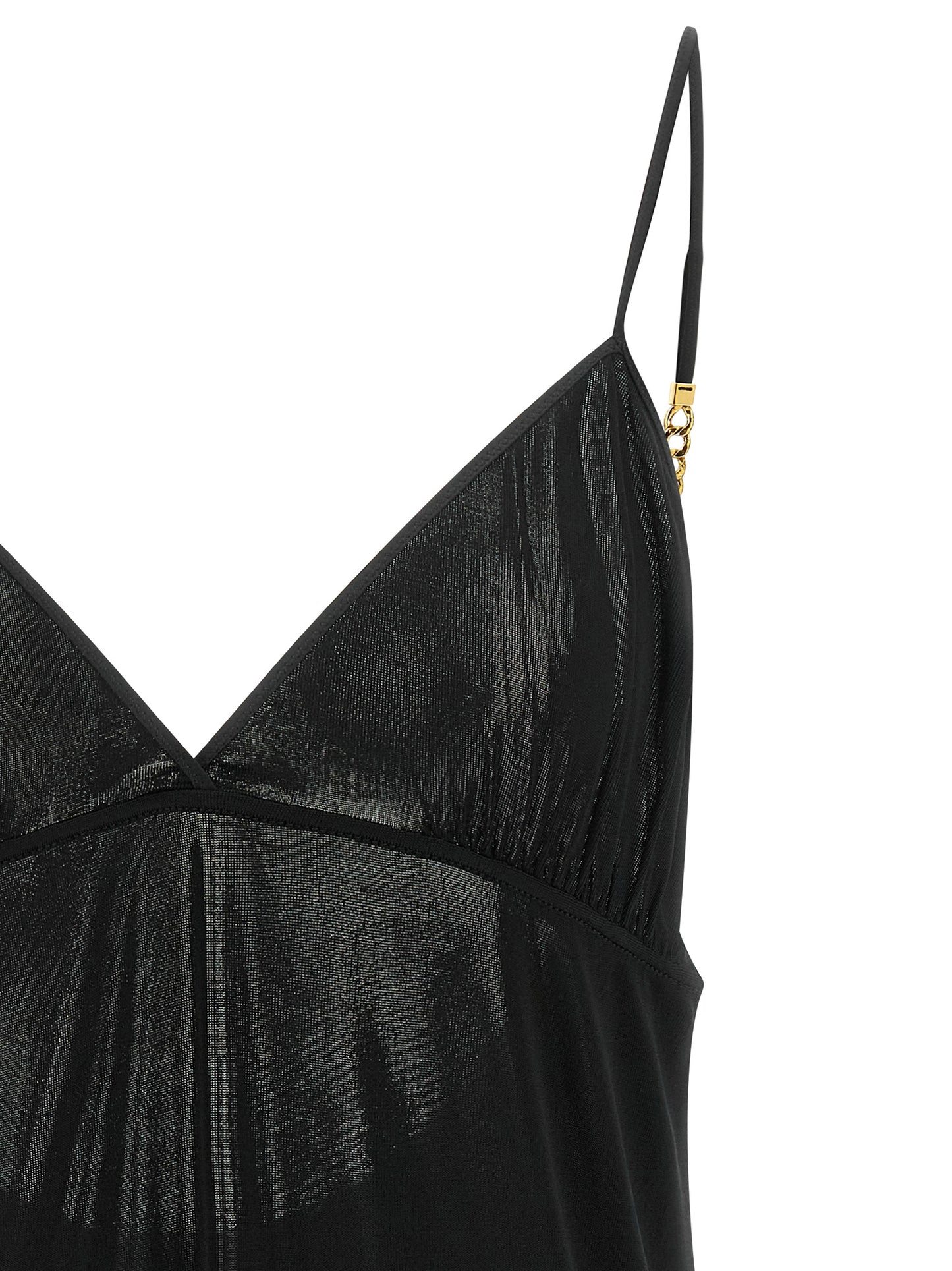 Camiseta De Tirantes En Viscosa Negra De Saint Laurent