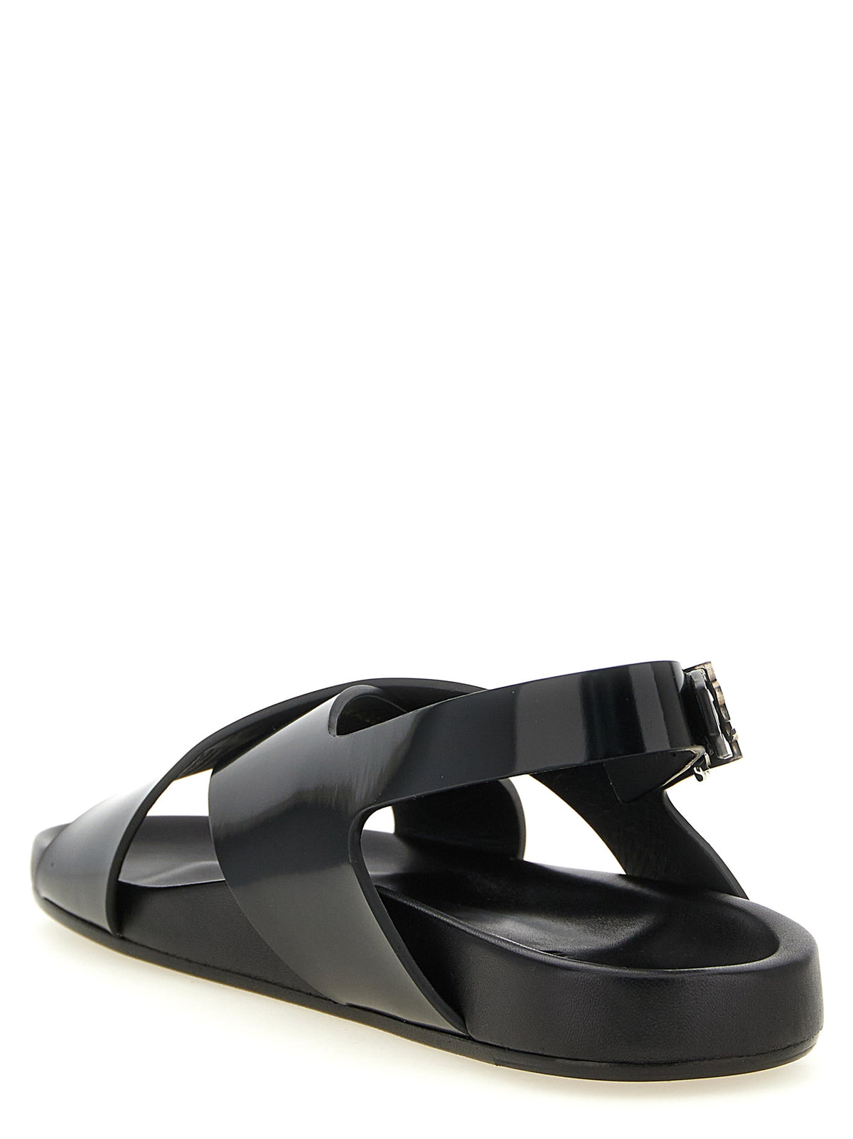 Saint Laurent Helios Black Leather Flat Sandals Daily Comfort