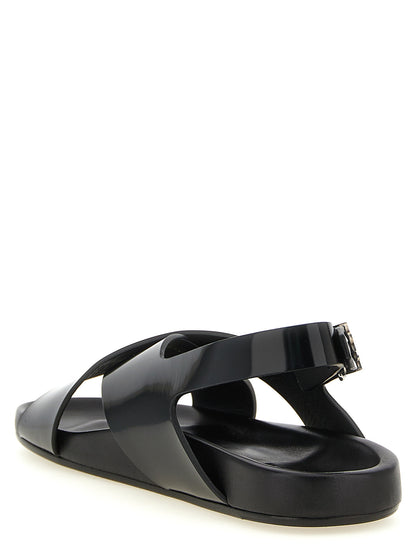 Saint Laurent Helios Black Leather Flat Sandals Daily Comfort