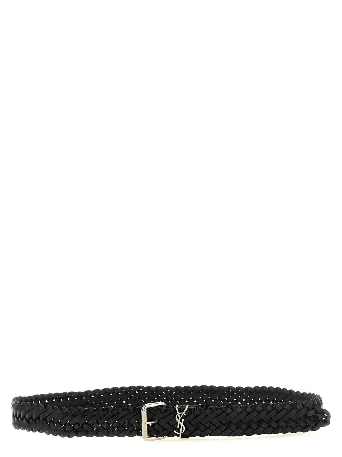 Ceinture Régulière Saint Laurent Noire En Veau Avec Fermoir Argenté