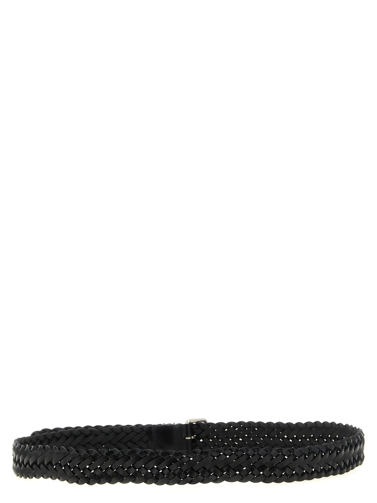 Ceinture Régulière Saint Laurent Noire En Veau Avec Fermoir Argenté