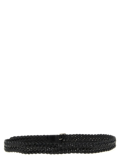 Ceinture Régulière Saint Laurent Noire En Veau Avec Fermoir Argenté