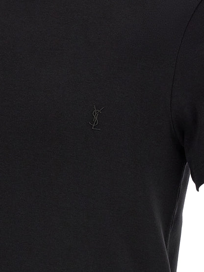 Camiseta Saint Laurent De Algodón Negro - Silueta Clásica Cómoda