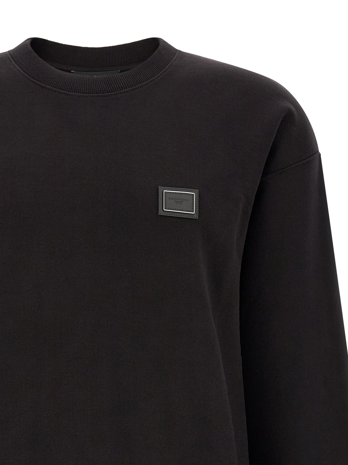 Dolce & Gabbana Black Cotton Crew Neck Sweatshirt