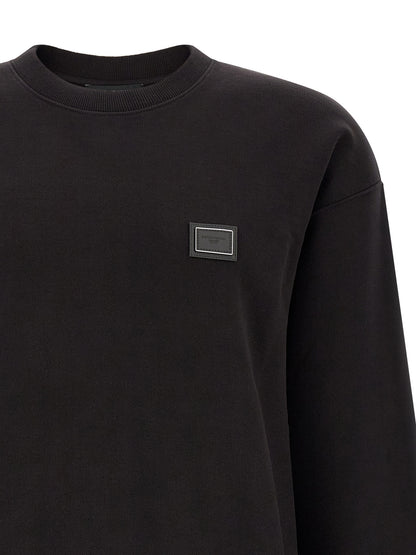 Dolce & Gabbana Black Cotton Crew Neck Sweatshirt