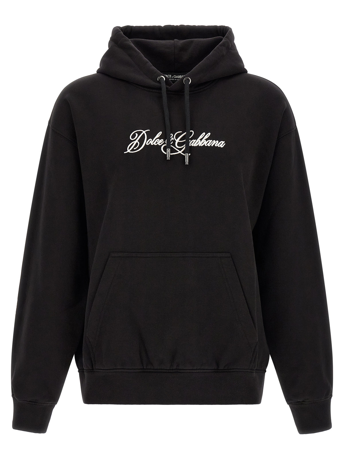 Sweatshirt en coton noir à coupe droite Dolce & Gabbana