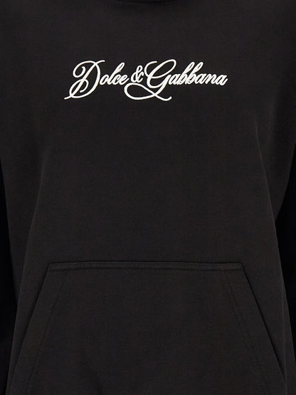 Sweatshirt en coton noir à coupe droite Dolce & Gabbana