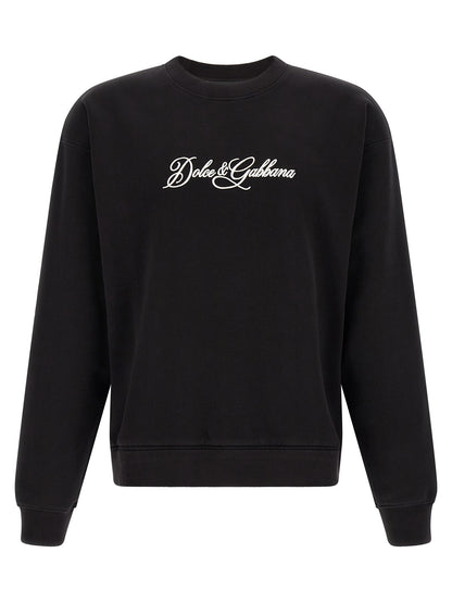 Sweat-shirt noir en coton polyvalent et confortable Dolce & Gabbana
