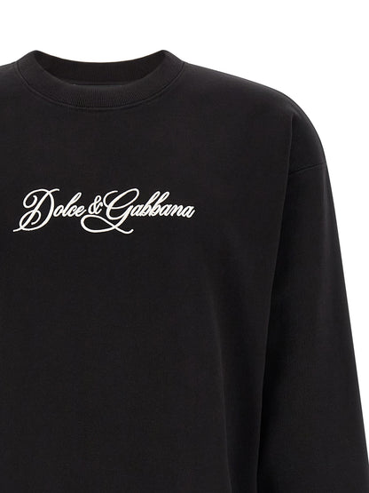 Sweat-shirt noir en coton polyvalent et confortable Dolce & Gabbana