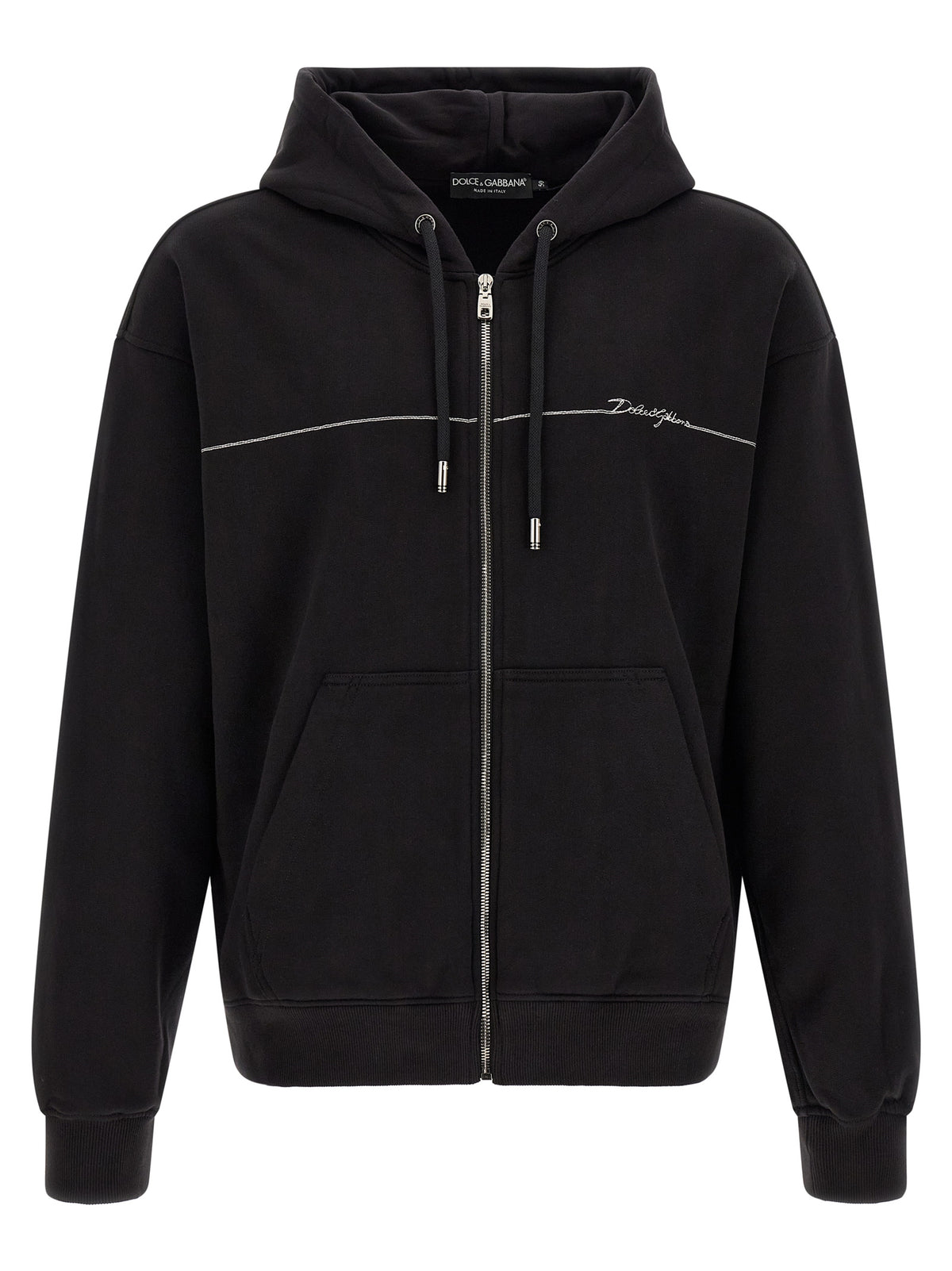 Sweat-shirt en coton noir avec coupe structurale Dolce & Gabbana