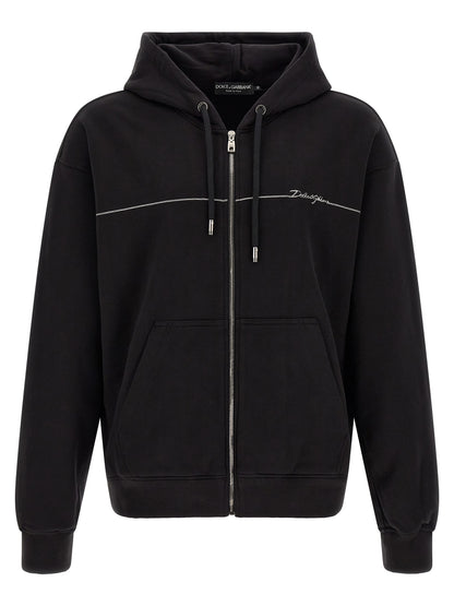 Sweat-shirt en coton noir avec coupe structurale Dolce & Gabbana