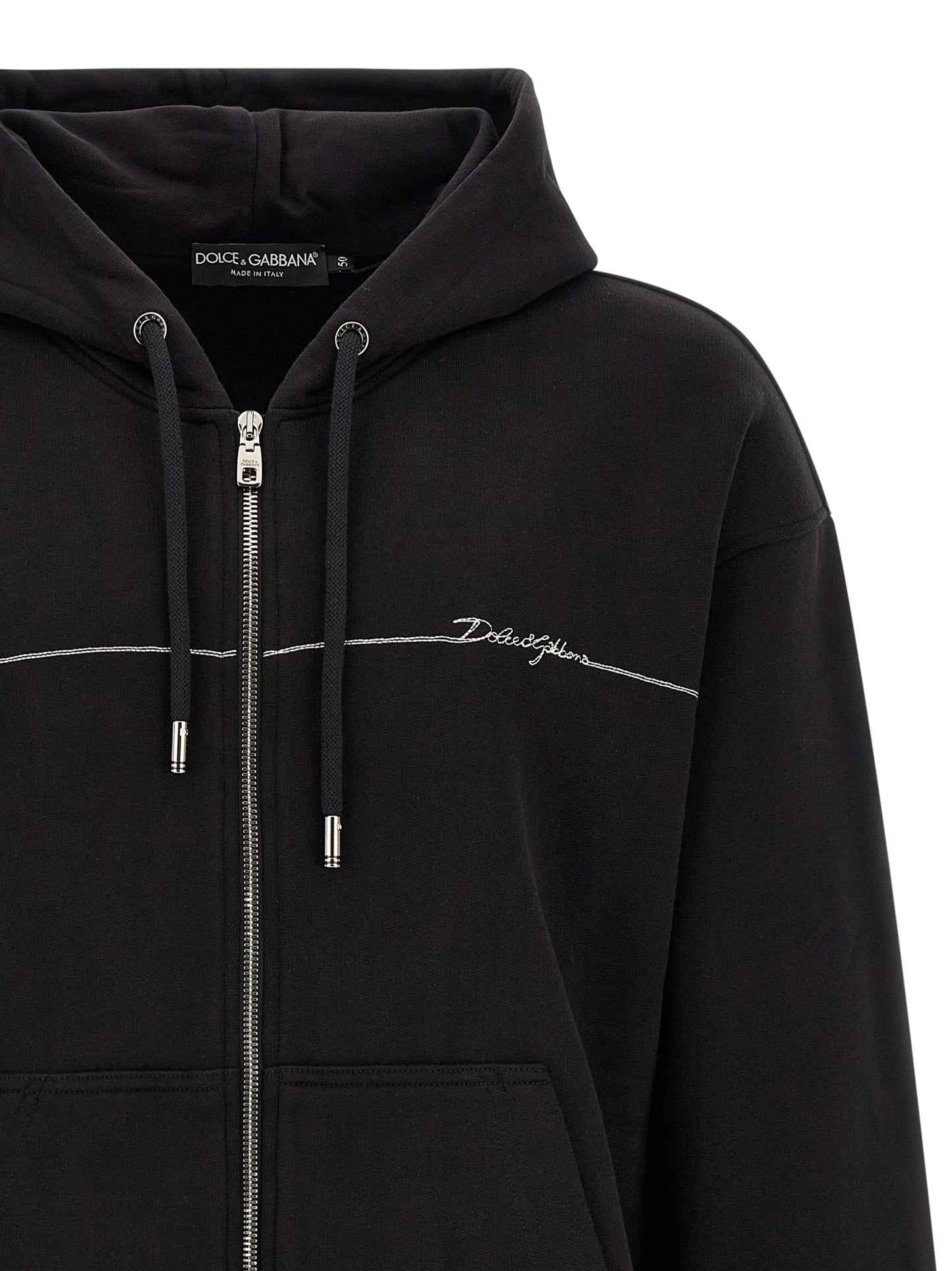 Sweat-shirt en coton noir avec coupe structurale Dolce & Gabbana