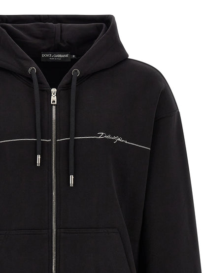 Sweat-shirt en coton noir avec coupe structurale Dolce & Gabbana