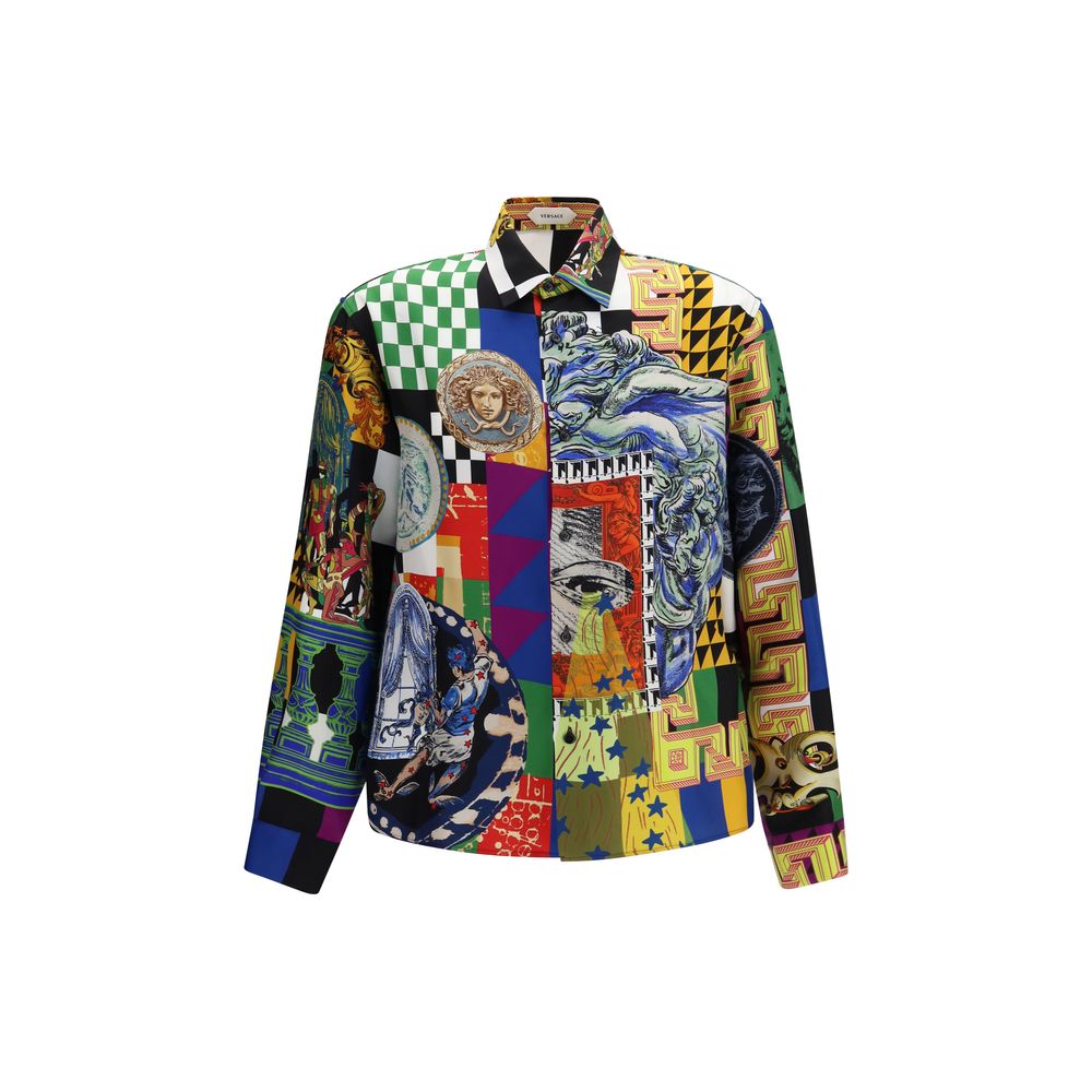 Camisa Versace De Seda Con Diseño Estampado Multicolor