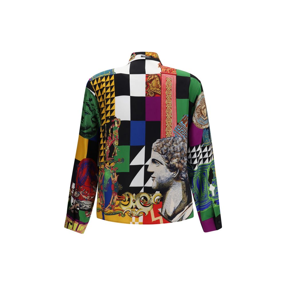 Camisa Versace De Seda Con Diseño Estampado Multicolor