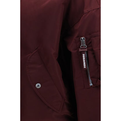 Blouson bomber Dsquared² en satin nylon bordeaux urbain