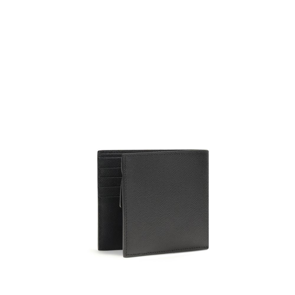 Portefeuille noir en cuir de veau Saint Laurent Bos Taurus