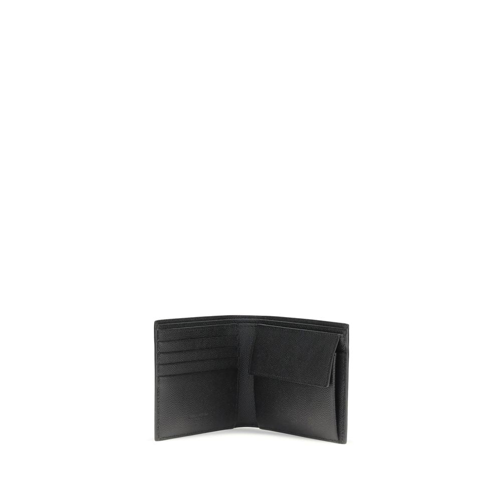 Portefeuille noir en cuir de veau Saint Laurent Bos Taurus