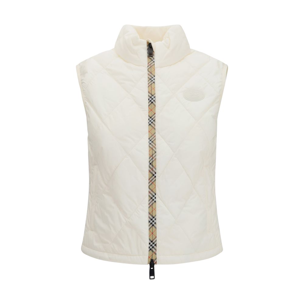 Burberry White Sleeveless Jacket - Versatile Polyester