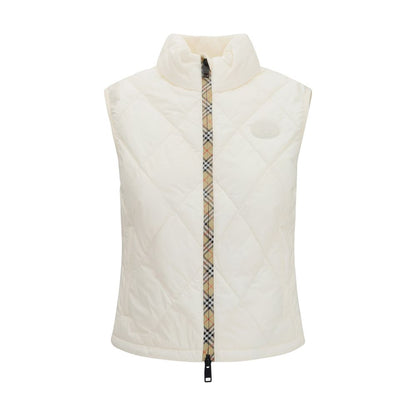 Burberry White Sleeveless Jacket - Versatile Polyester