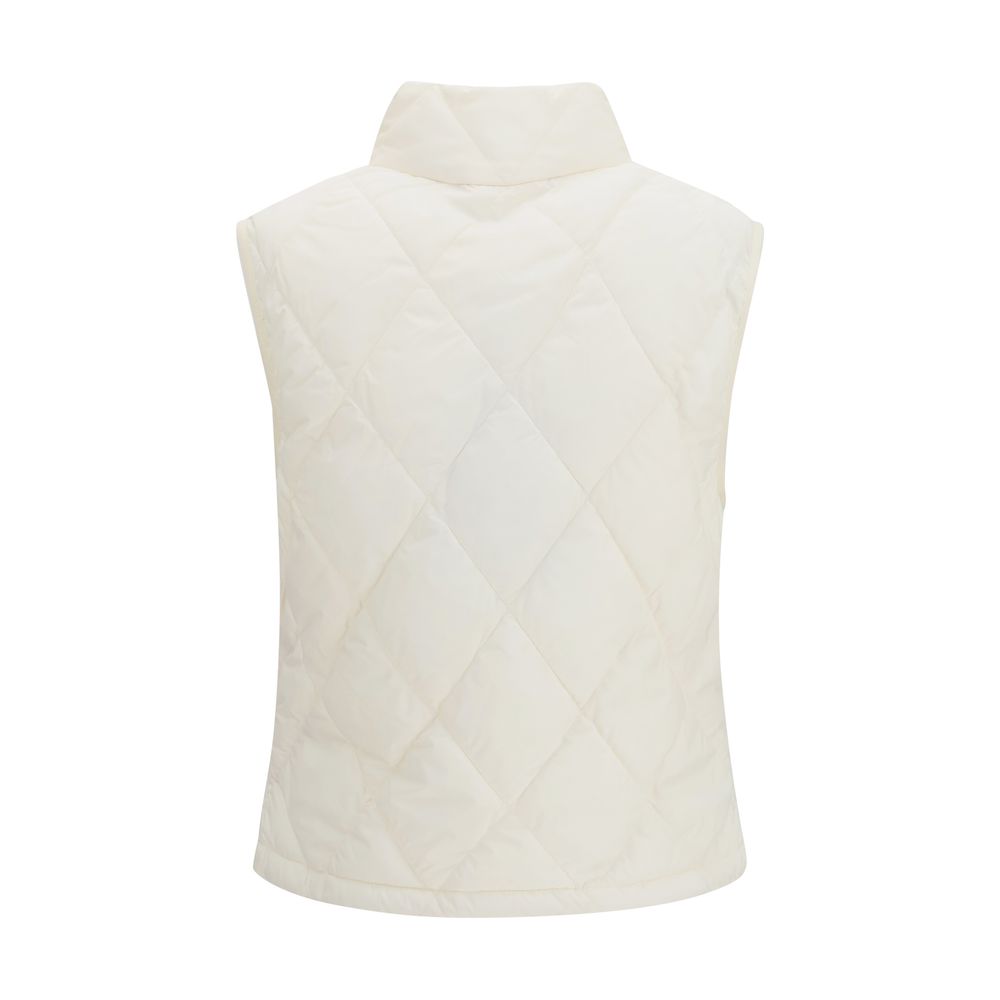 Burberry White Sleeveless Jacket - Versatile Polyester