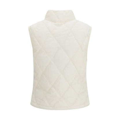 Burberry White Sleeveless Jacket - Versatile Polyester