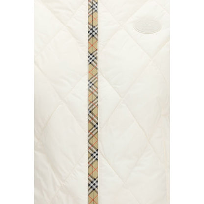 Burberry White Sleeveless Jacket - Versatile Polyester