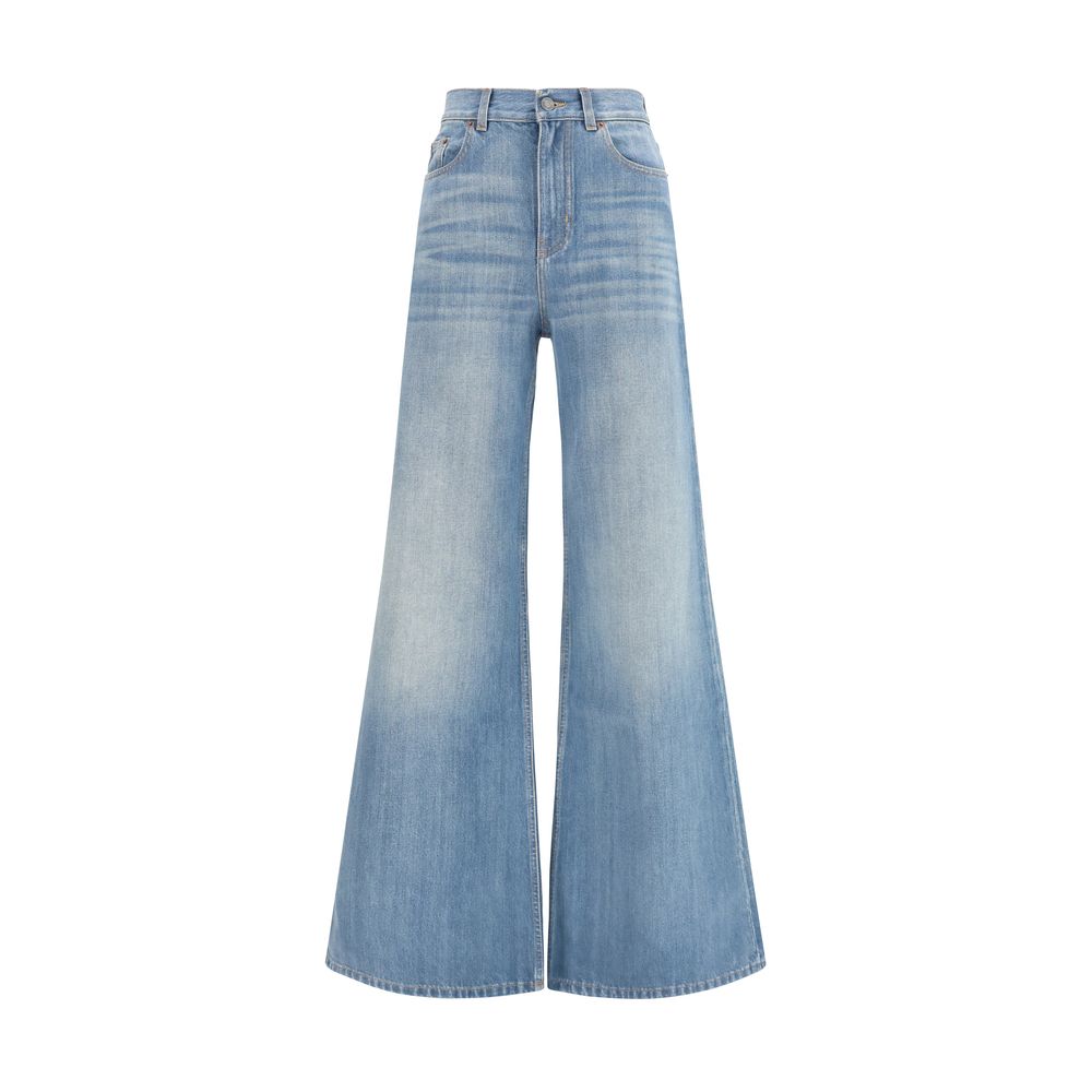 Pantalones Vaqueros De Algodón Azul Con Corte Flared Chloé